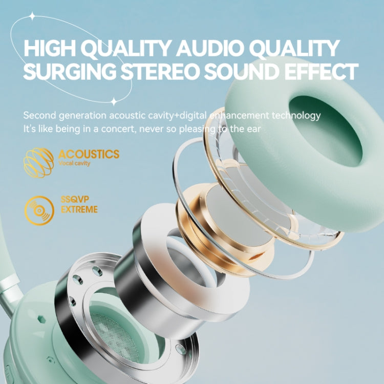 KE-30 RGB Head Mounted Wireless Bluetooth Headset(Green) by bashfashion