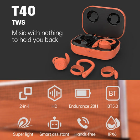 T&G T40 TWS IPX6 Waterproof Hanging Ear Wireless Bluetooth Earphones with Charging Box(Pink) by T&G
