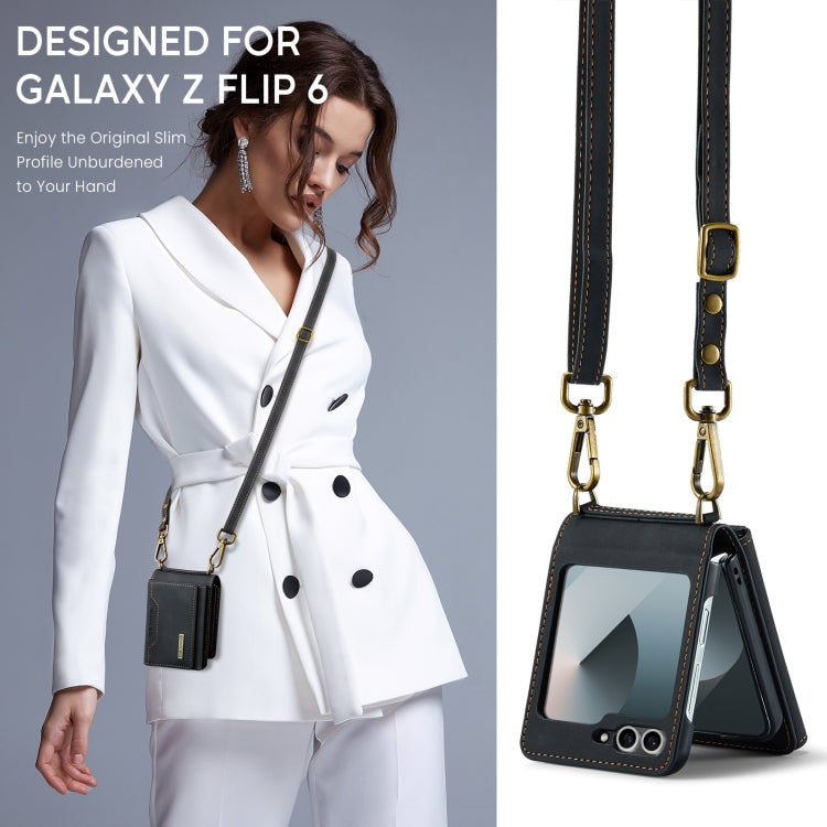 For Samsung Galaxy Z Flip6 / Flip7 FE DG.MING M2 Series Card Bag Magnetic Leather Phone Case(Black) by DG.MING