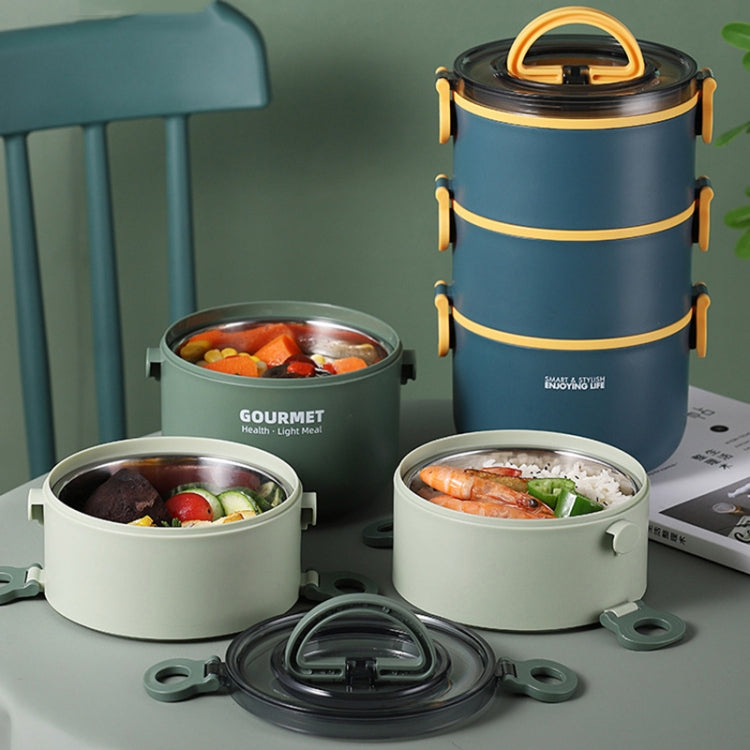 Single-Layer 1000ml 304 Stainless Steel Insulated Bowl Student Plastic Shell Lunch Box(Green) by bashfashion