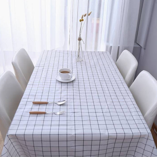 137x90cm Home Tablecloth No-wash PVC Coffee Table Cloth(White Plaid) by bashfashion
