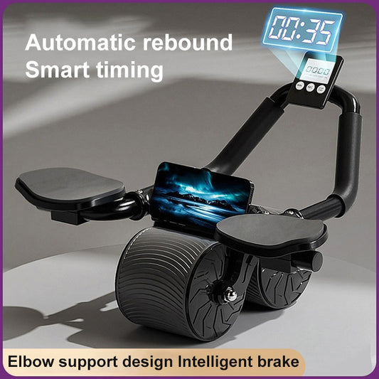 Abdominal Fitness Wheel Planks Support Household Fitness Equipment With LED Display / Timing(Black) by bashfashion