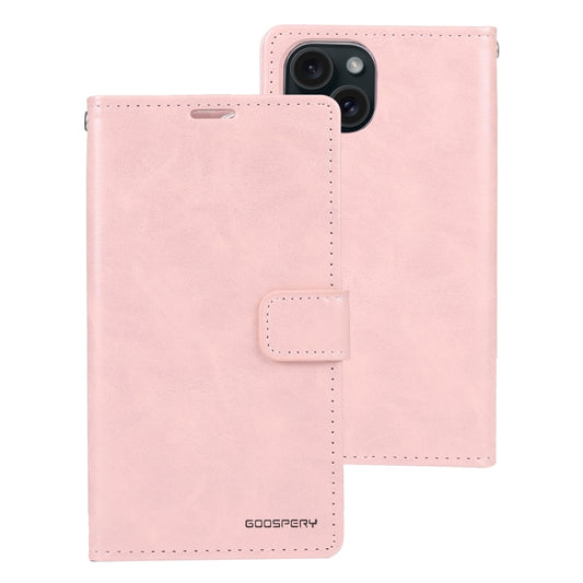 For iPhone 15 GOOSPERY BLUE MOON Crazy Horse Texture Leather Phone Case(Rose Gold) by GOOSPERY
