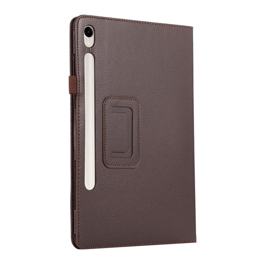 For Samsung Galaxy Tab S9+ / S10+ Litchi Texture Leather Tablet Case with Holder(Brown) by bashfashion