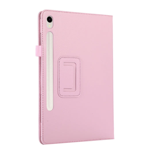 For Samsung Galaxy Tab S9 Ultra Litchi Texture Leather Tablet Case with Holder(Pink) by bashfashion
