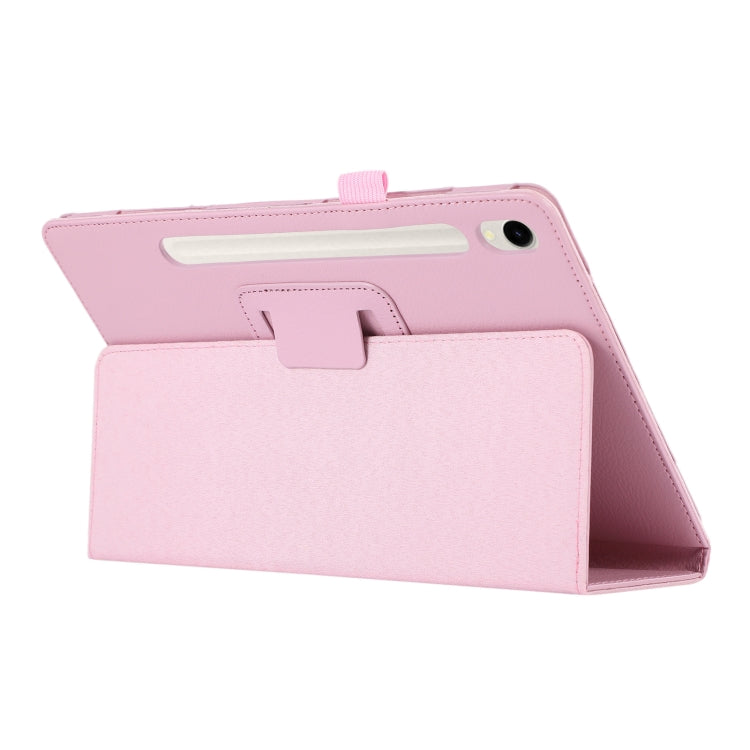 For Samsung Galaxy Tab S9 Ultra Litchi Texture Leather Tablet Case with Holder(Pink) by bashfashion