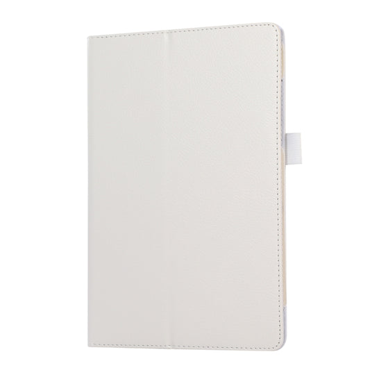For Samsung Galaxy Tab A9 Litchi Texture Leather Tablet Case with Holder(White) by bashfashion