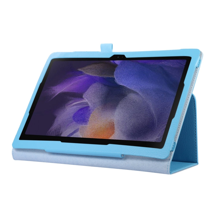For Samsung Galaxy Tab A9 Litchi Texture Leather Tablet Case with Holder(Sky Blue) by bashfashion