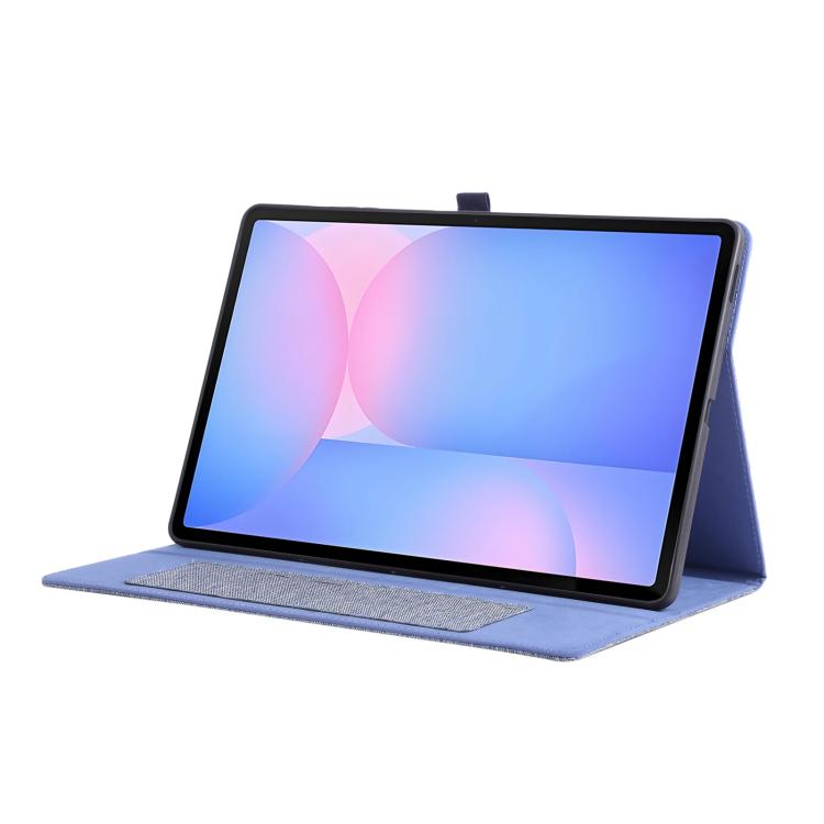 For Samsung Galaxy Tab S10 FE+ Fabric Texture Horizontal Flip Leather Tablet Case(Dark Blue) by bashfashion