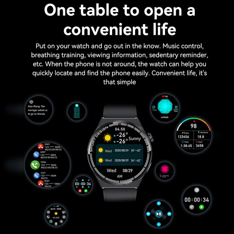 HDT MAX 1.60 inch Silver Dial Silicone Band IP68 Waterproof Smart Watch Support Bluetooth Call(Black) by bashfashion