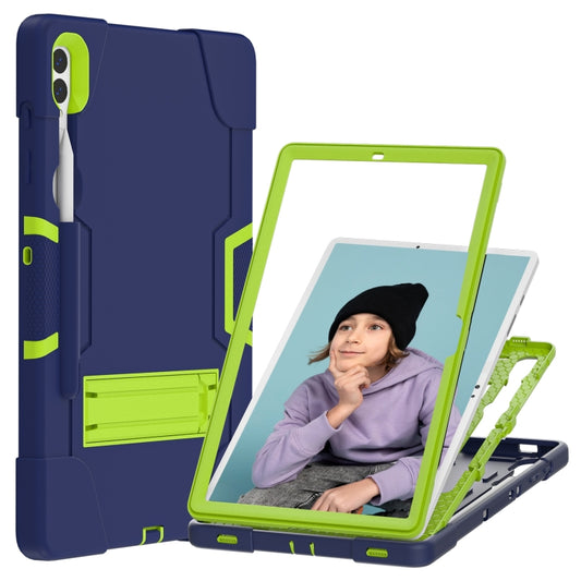 For Samsung Galaxy Tab S9+ Contrast Color Silicone PC Tablet Case with Holder(Navy Blue + Green) by bashfashion