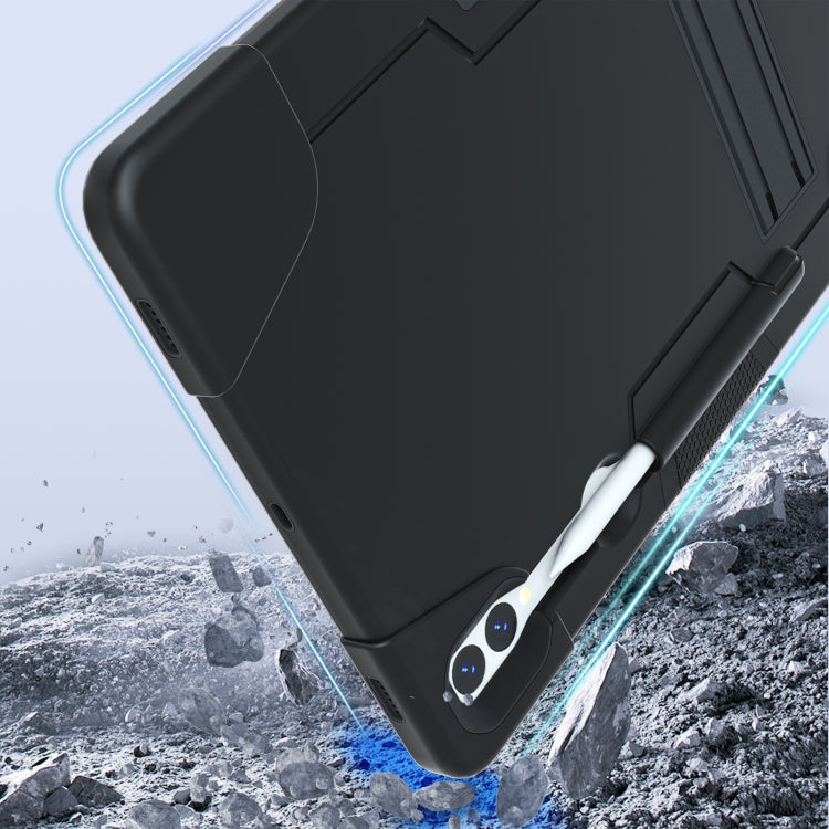 For Samsung Galaxy Tab S9+ Contrast Color Silicone PC Tablet Case with Holder(Black) by bashfashion