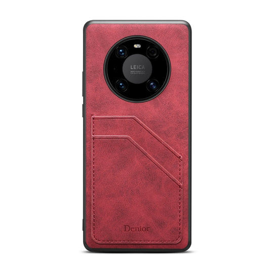 For Huawei Mate 60 Denior PU Dual Card Slot Back Cover Phone Case(Red) by Denior