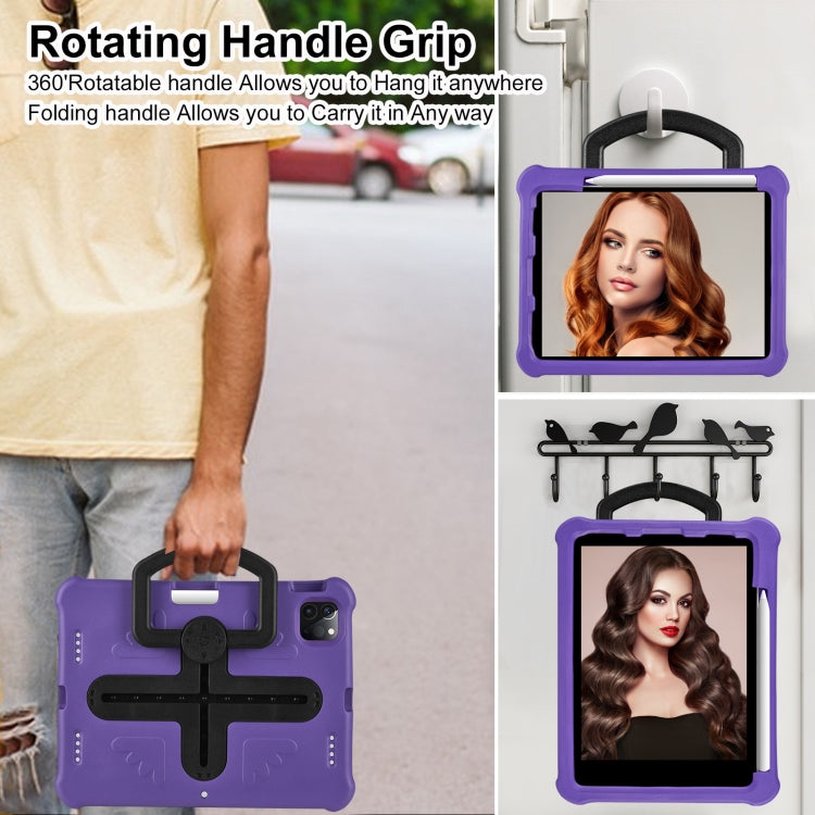 For iPad Air 11 2024 / 2025 Shield 360 Rotation Handle EVA Shockproof PC Tablet Case(Purple Black) by bashfashion