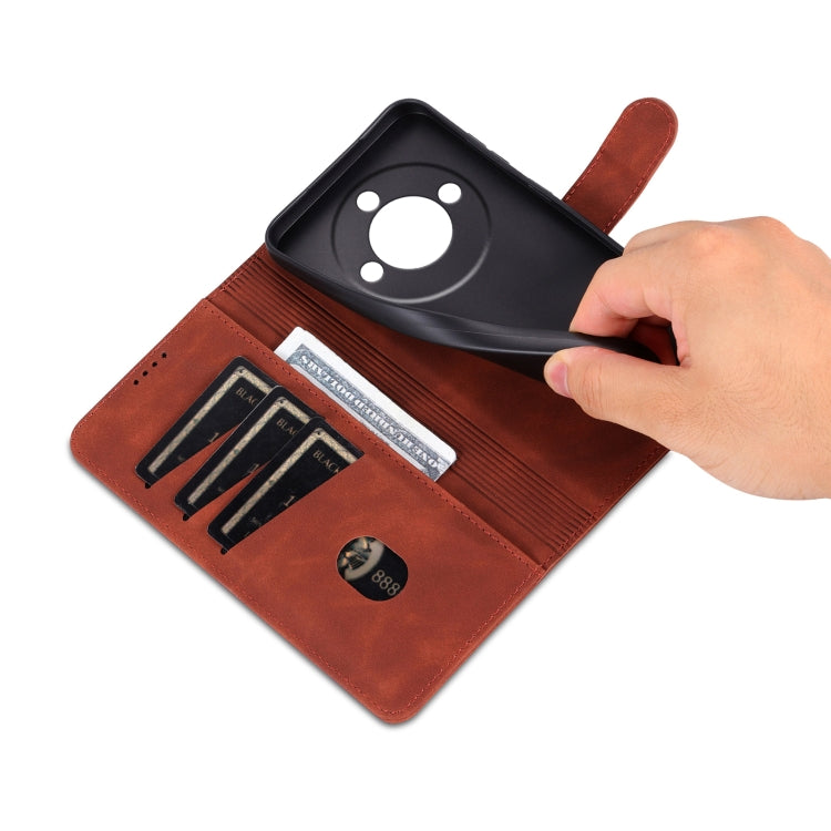 For Honor X60 AZNS Skin Feel Calf Texture Flip Leather Phone Case(Brown) by AZNS