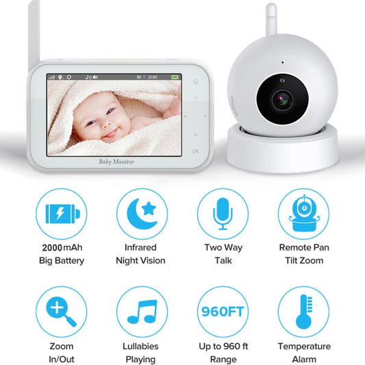 ABM201 4.5 inch Wireless Video Night Vision Baby Monitor Security Camera(US Plug) by bashfashion