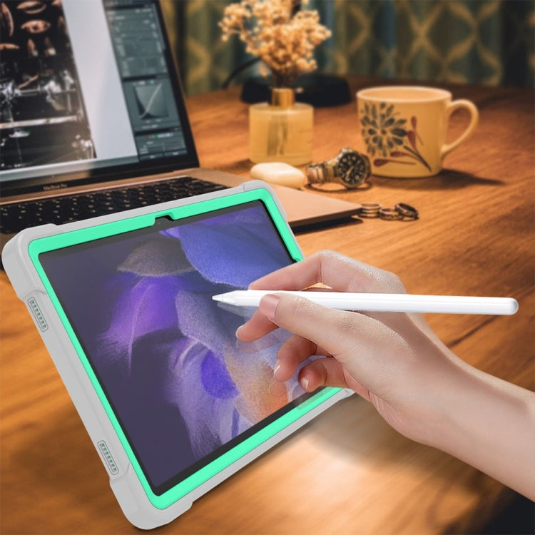 For Samsung Galaxy Tab A9+/A11+ Shockproof Silicone Hybrid PC Tablet Case with Holder(Mint Green + Grey) by bashfashion