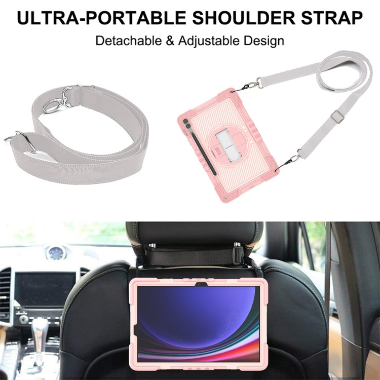 For Samsung Galaxy Tab S9+ 360 Degree Rotation PC Contrast Silicone Tablet Case(Rose Gold) by bashfashion