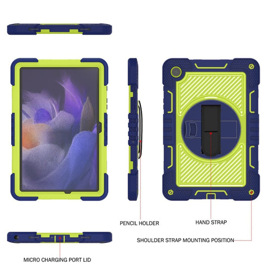 For Samsung Galaxy Tab A9+/A11+ 360 Degree Rotation PC Contrast Silicone Tablet Case(Navy Blue + Yellow Green) by bashfashion