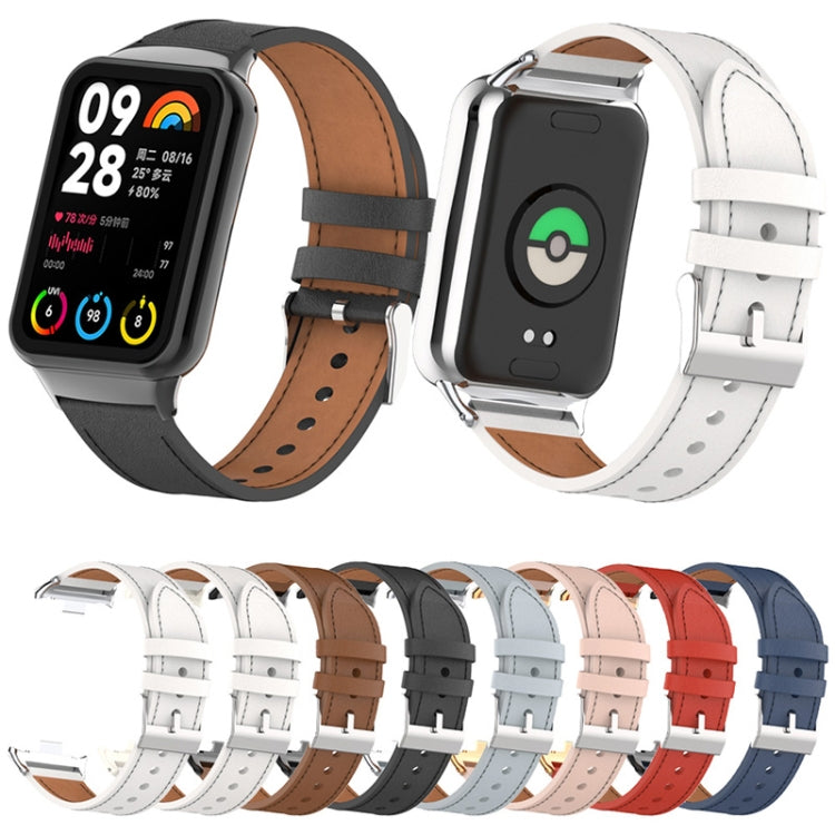 For Xiaomi Smart Band 9 Pro / 8 Pro 18mm Microfiber Sewing Leather Watch Band(White+Silver) by bashfashion