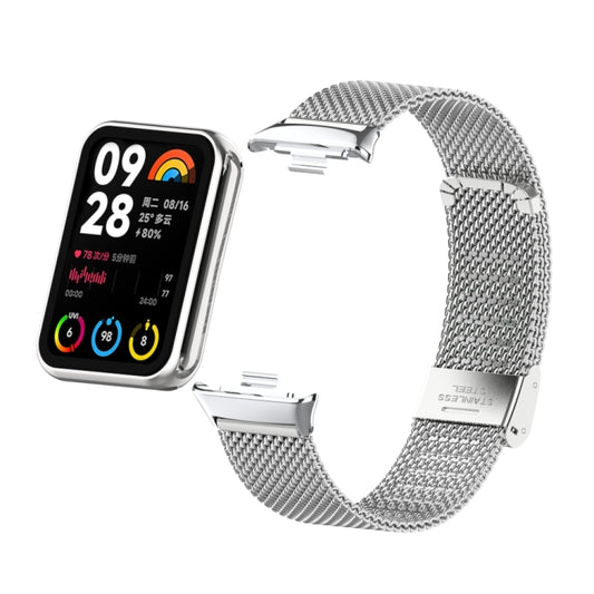 For Xiaomi Smart Band 9 Pro / 8 Pro 18mm Steel Mesh Buckle Metal Watch Band(Silver) by bashfashion