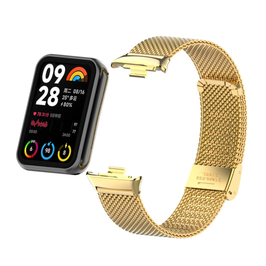 For Xiaomi Smart Band 9 Pro / 8 Pro 18mm Steel Mesh Buckle Metal Watch Band(Gold) by bashfashion