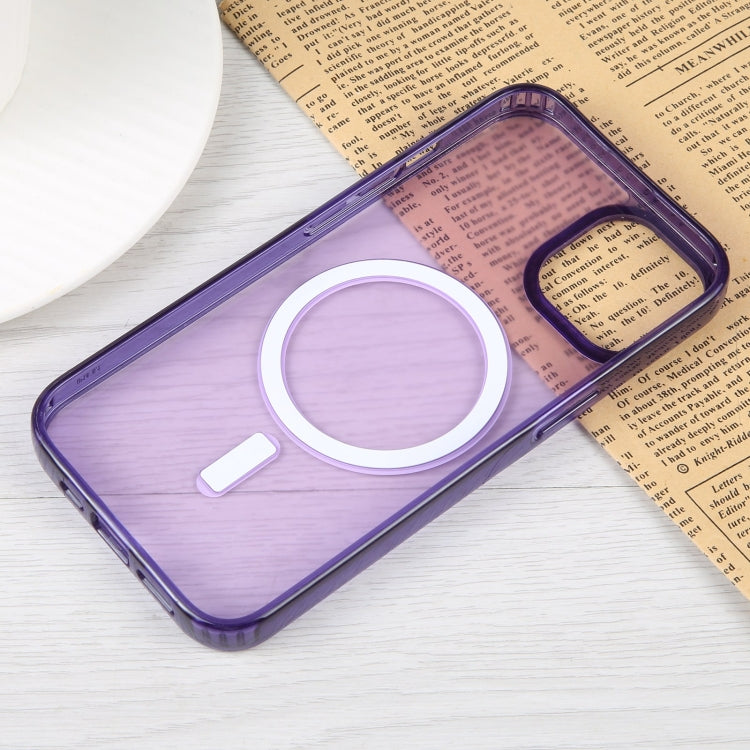For iPhone 15 GEBEI MagSafe Magnetic Transparent Phone Case(Purple) by GEBEI