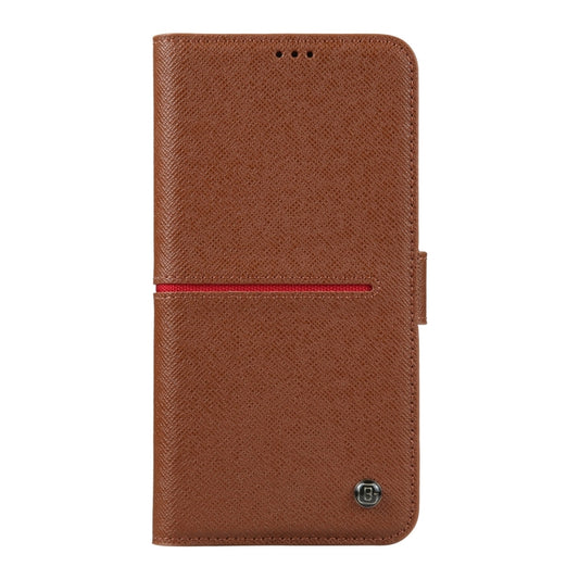 For iPhone 15 GEBEI Top-grain Horizontal Flip Leather Phone Case(Brown) by GEBEI