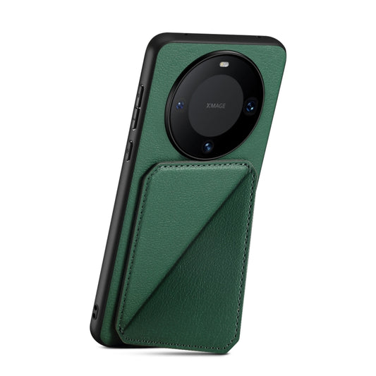 For Huawei Mate 60 Denior Calf Texture Holder Electroplating Phone Case(Green) by Denior
