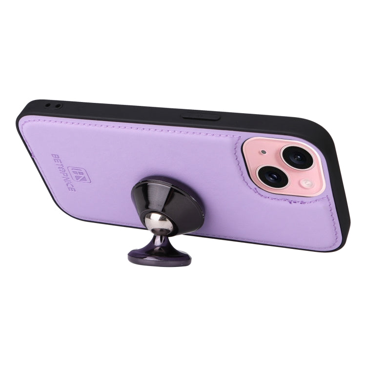 For iPhone 15 BETOPNICE BN-005 2 in 1 Detachable Imitate Genuine Leather Phone Case(Light Purple) by BETOPNICE