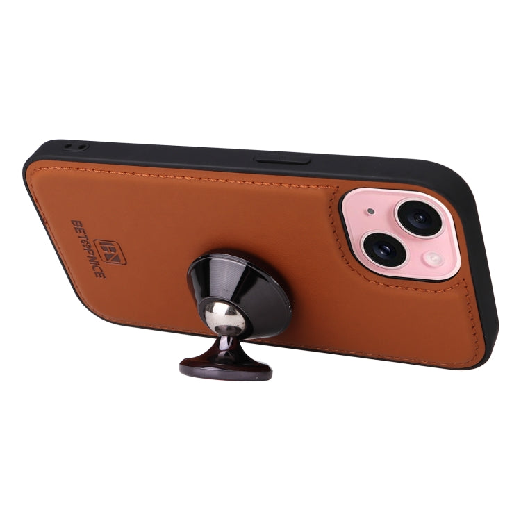 For iPhone 15 BETOPNICE BN-005 2 in 1 Detachable Imitate Genuine Leather Phone Case(Brown) by BETOPNICE