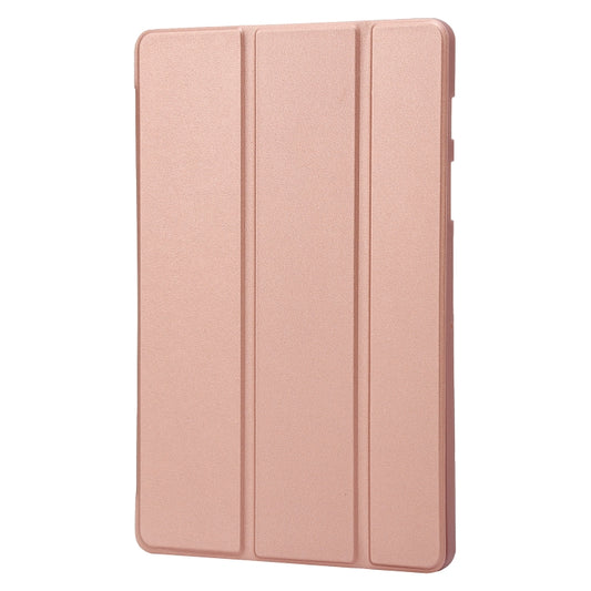 For Samsung Galaxy Tab S10 FE / S9 FE / S9 3-Fold Holder Silicone Leather Tablet Case(Rose Gold) by bashfashion