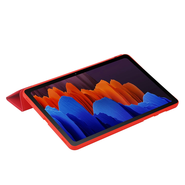 For Samsung Galaxy Tab S10 FE / S9 FE / S9 3-Fold Holder Silicone Leather Tablet Case(Red) by bashfashion