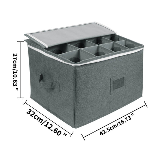 Foldable Stemmed Wine Glass Storage Box(Grey) by bashfashion