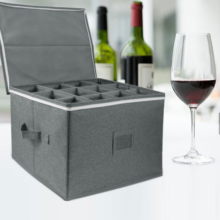 Foldable Stemmed Wine Glass Storage Box(Grey) by bashfashion