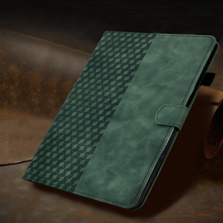 For Samsung Galaxy Tab A11 / A9 Rhombus Embossed Leather Smart Tablet Case(Green) by bashfashion