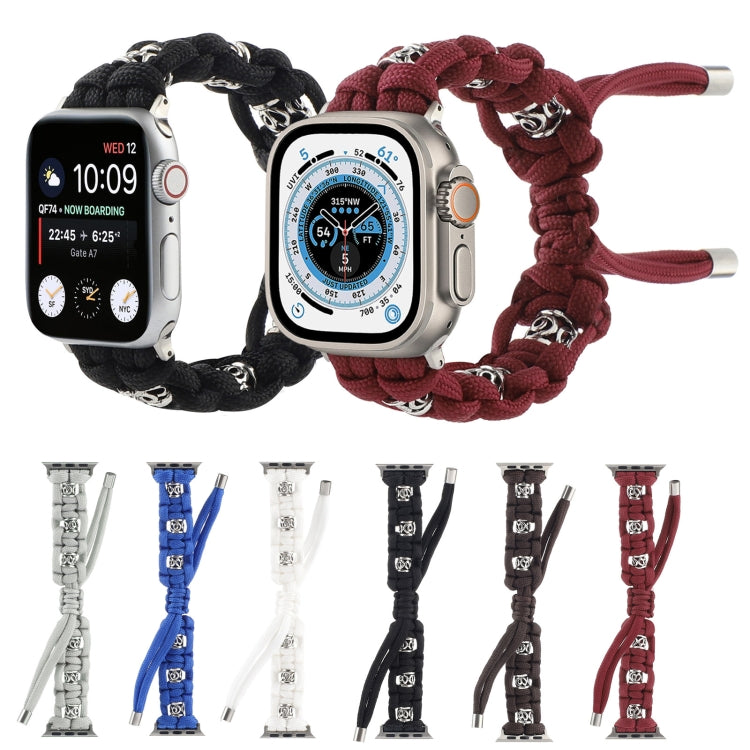 For Apple Watch Ultra 49mm Silk Silver Beads Braided Watch Band(White) by bashfashion