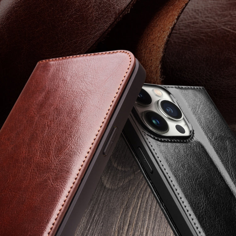 For iPhone 16 Plus QIALINO Classic Genuine Leather Phone Case(Brown) by QIALINO