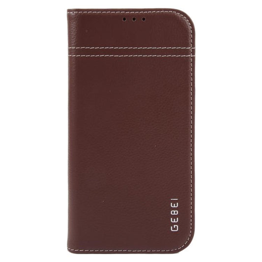 For iPhone 17 GEBEI Top-grain Horizontal Flip Leather Phone Case(Brown) by GEBEI