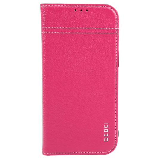 For iPhone Air GEBEI Top-grain Horizontal Flip Leather Phone Case(Rose Red) by GEBEI