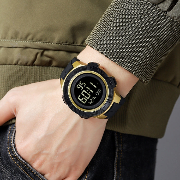 SKMEI 2078 Multifunctional Men 50M Waterproof Sports Fashion Digital Wrist Watch(Black Gold) by SKMEI