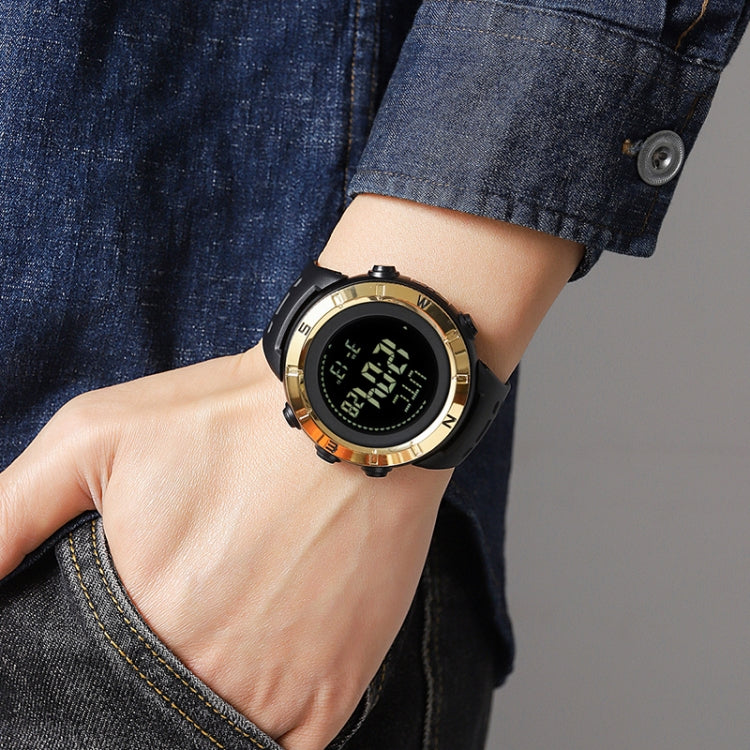 Shimei 2096 Multifunctional Men 50M Waterproof Compass Noctilucent Digital Wrist Watch(Gold) by SKMEI