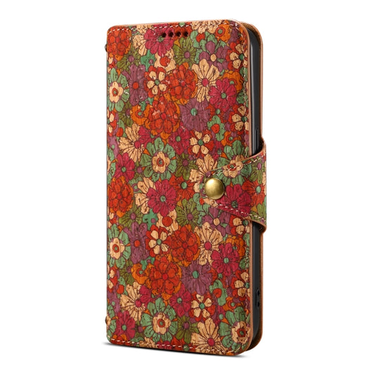 For iPhone 16 Pro Max Denior Flower Language Series Cork Fabric Oil Edge Leather Phone Case(Summer) by Denior