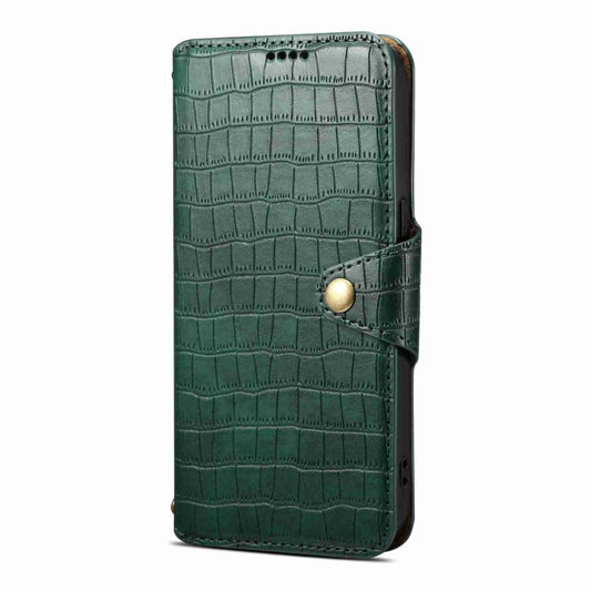 For iPhone 11 Pro Max Denior Crocodile Texture Oil Edge Leather Phone Case(Green) by Denior