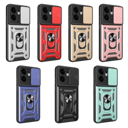 For OPPO Reno13 F 4G / 5G Sliding Camera Cover Design TPU+PC Phone Case(Black) by bashfashion