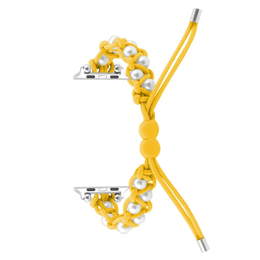 For Apple Watch SE 40mm Paracord Gypsophila Beads Drawstring Braided Watch Band(Yellow) by bashfashion