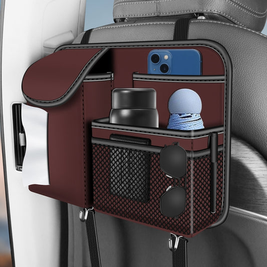 3087 Napa Texture Leather Car Seat Back Storage Bag(Red) by bashfashion