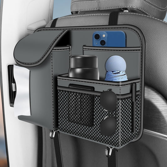 3087 Napa Texture Leather Car Seat Back Storage Bag(Grey) by bashfashion