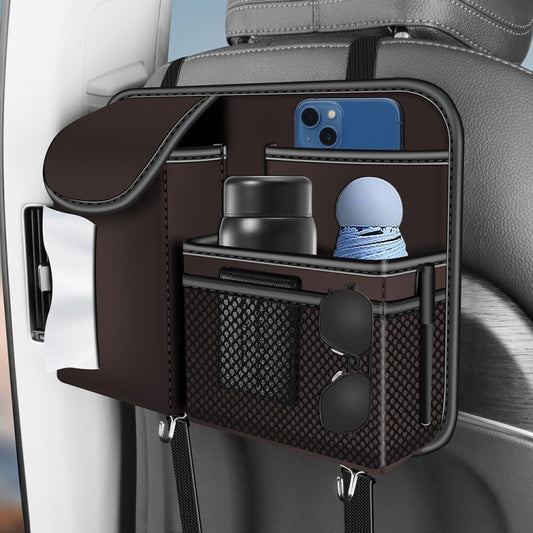 3087 Napa Texture Leather Car Seat Back Storage Bag(Brown) by bashfashion