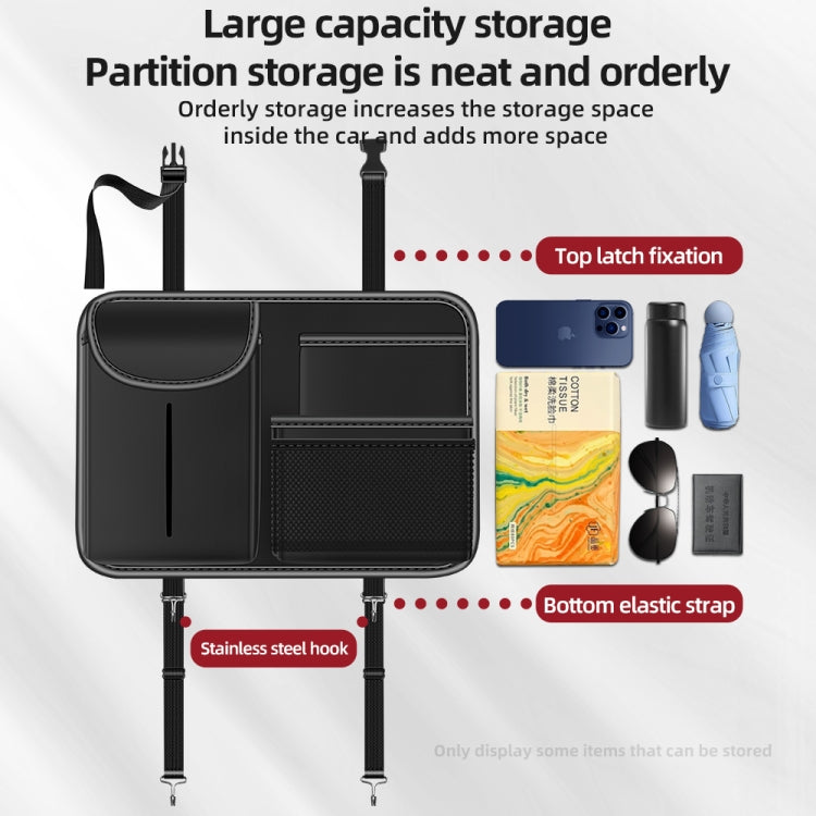 3087 Napa Texture Leather Car Seat Back Storage Bag(Grey) by bashfashion